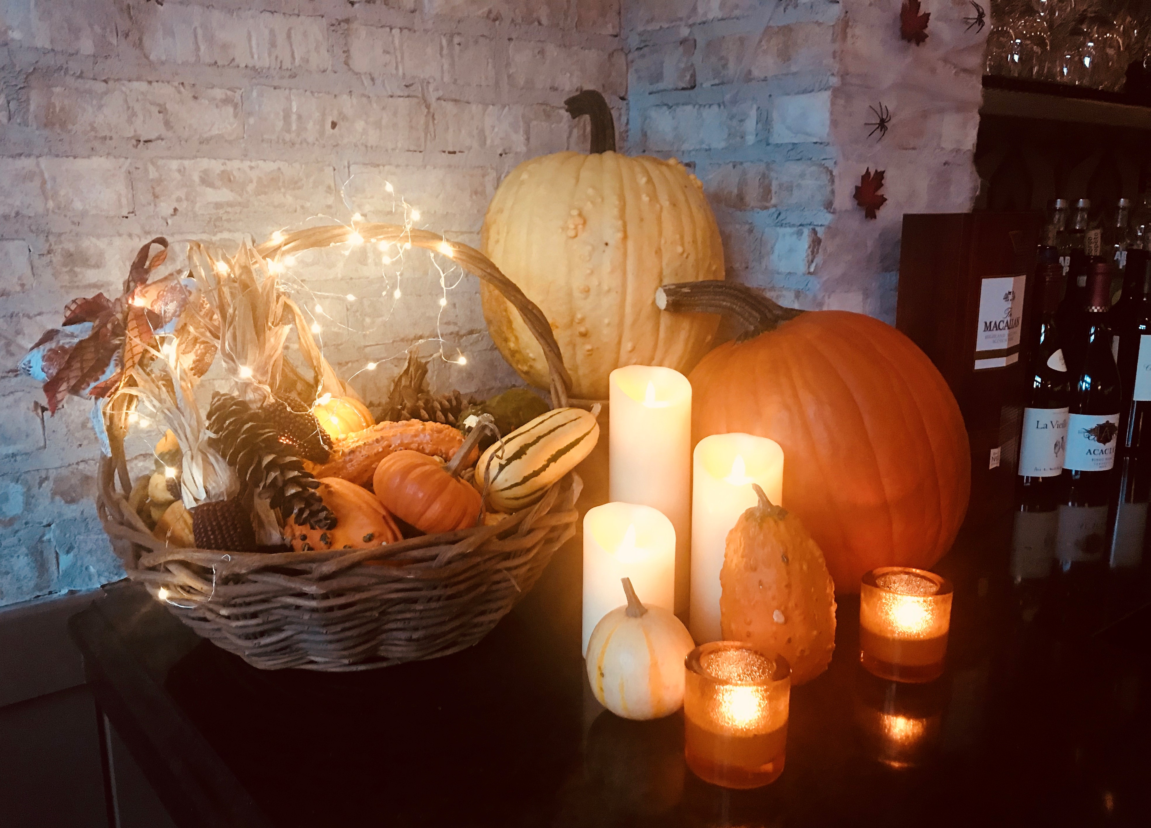 Fall Front Display with Pumpkins and Candles